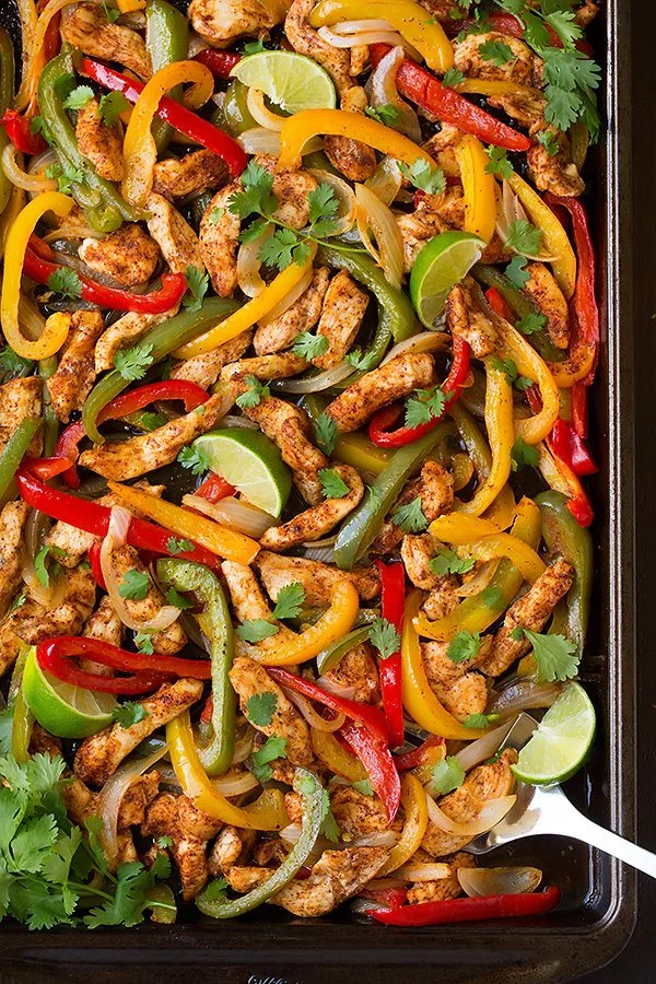 Fajita de pui la tavă